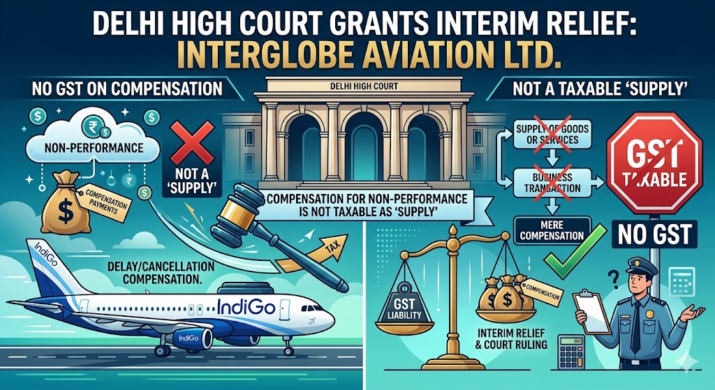 Compensation for Non-Performance Not Taxable as “Supply” under GST: Delhi High Court Grants Interim Relief to InterGlobe Aviation Ltd.