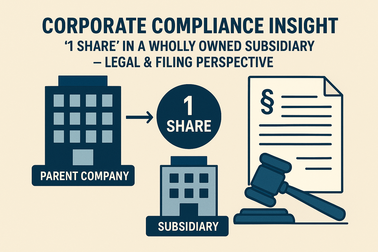 Corporate Compliance Insight: The “1 Share” in a Wholly Owned Subsidiary — Legal & Filing Perspective