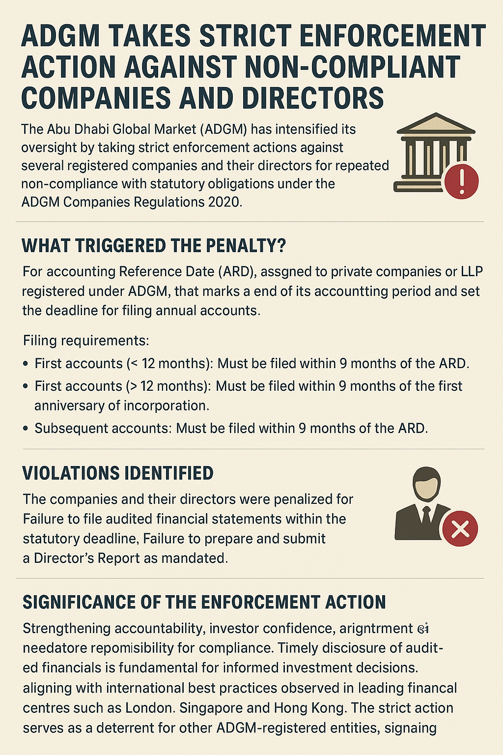 ADGM Takes Strict Enforcement Action Against Non-Compliant Companies and Directors